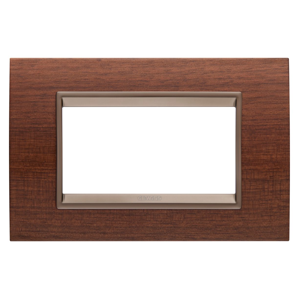 Gewiss GW16204WU Gewiss GW16204WU — Lux Plate - In Wood - 4 Modules - Walnut - Inner Frame Matt Dark Bronze - Chorusmart