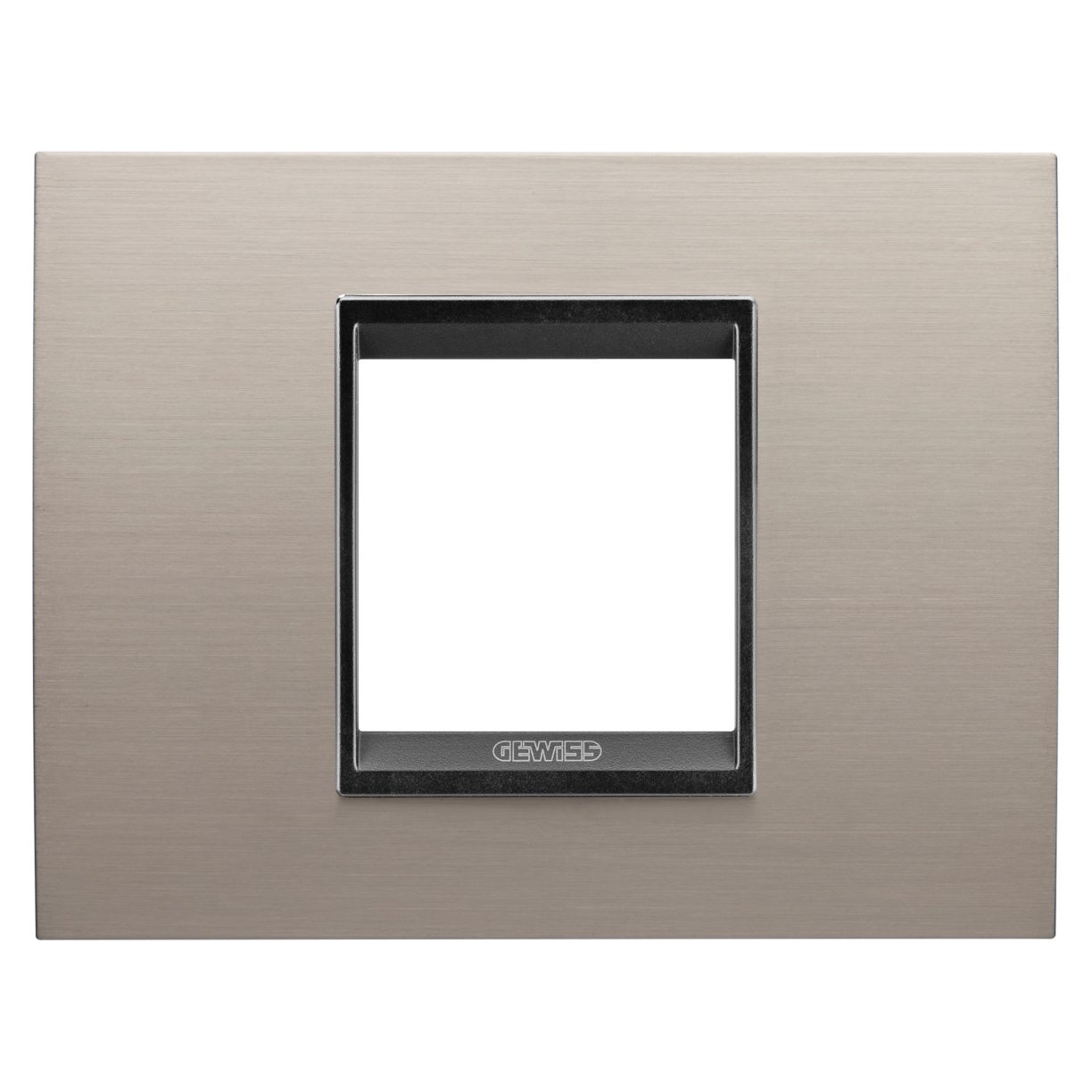 Gewiss GW16202WS Gewiss GW16202WS — Lux Plate - In Metal - 2 Modules - Brushed Aluminium Lavy - Inner Frame Matt Black - Chorusmart