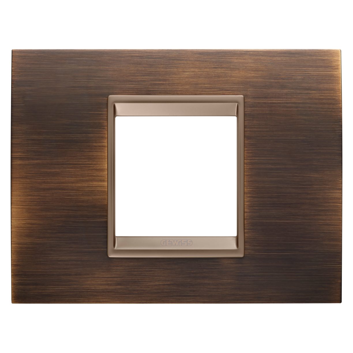 Gewiss GW16202XQ Gewiss GW16202XQ — Lux Plate - In Metal - 2 Modules - Antique Brass - Inner Frame Matt Dark Bronze - Chorusmart