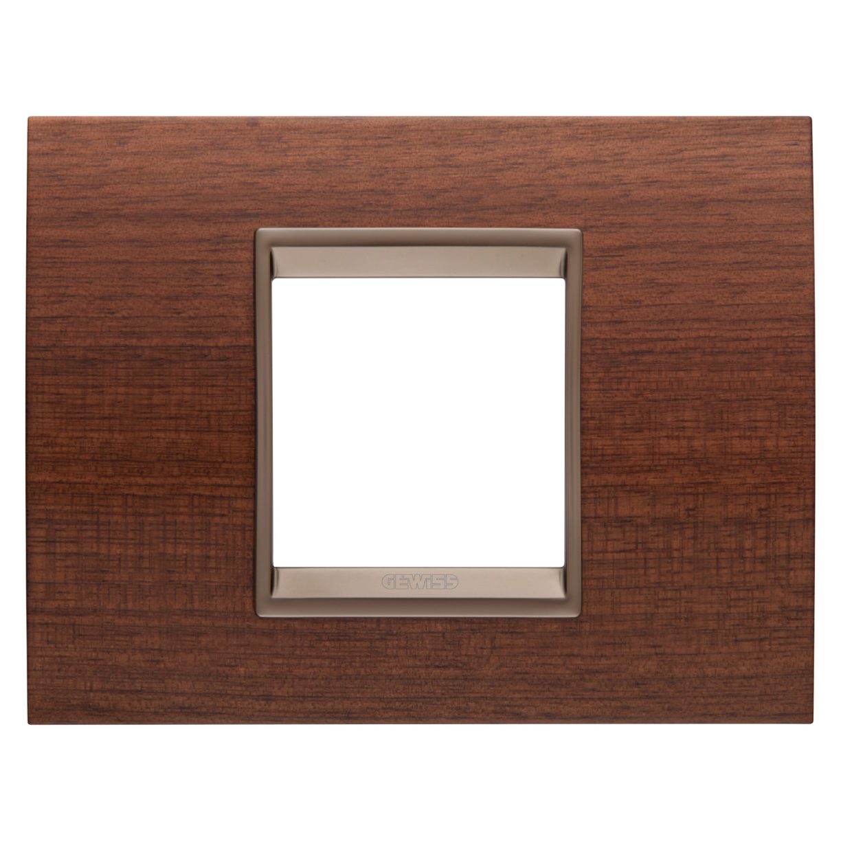 Gewiss GW16202WU Gewiss GW16202WU — Lux Plate - In Wood - 2 Modules - Walnut - Inner Frame Matt Dark Bronze - Chorusmart