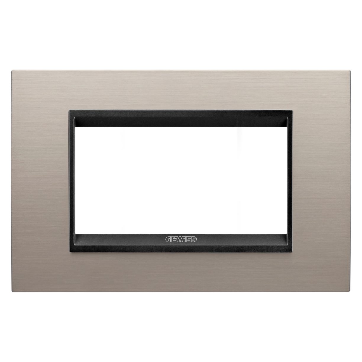 Gewiss GW16204WS Gewiss GW16204WS — Lux Plate - In Metal - 4 Modules - Brushed Aluminium Lavy - Inner Frame Matt Black - Chorusmart