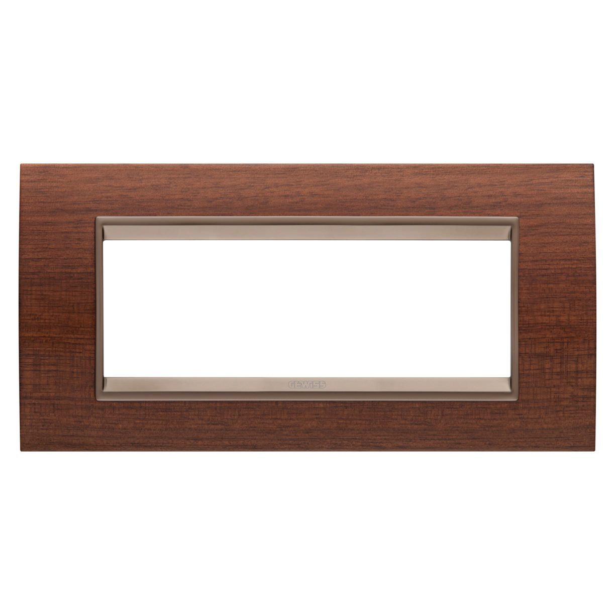 Gewiss GW16206WU Gewiss GW16206WU — Lux Plate - In Wood - 6 Modules - Walnut - Inner Frame Matt Dark Bronze - Chorusmart