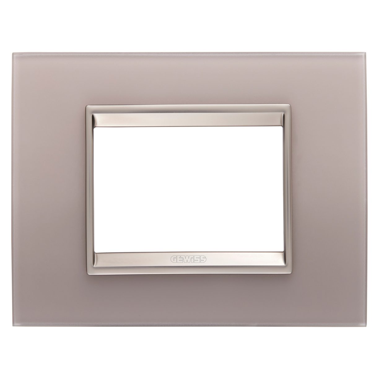 Gewiss GW16203GP Gewiss GW16203GP — Lux Plate - In Glass - 3 Modules - Pearly Gray - Inner Frame Matt Light Bronze - Chorusmart