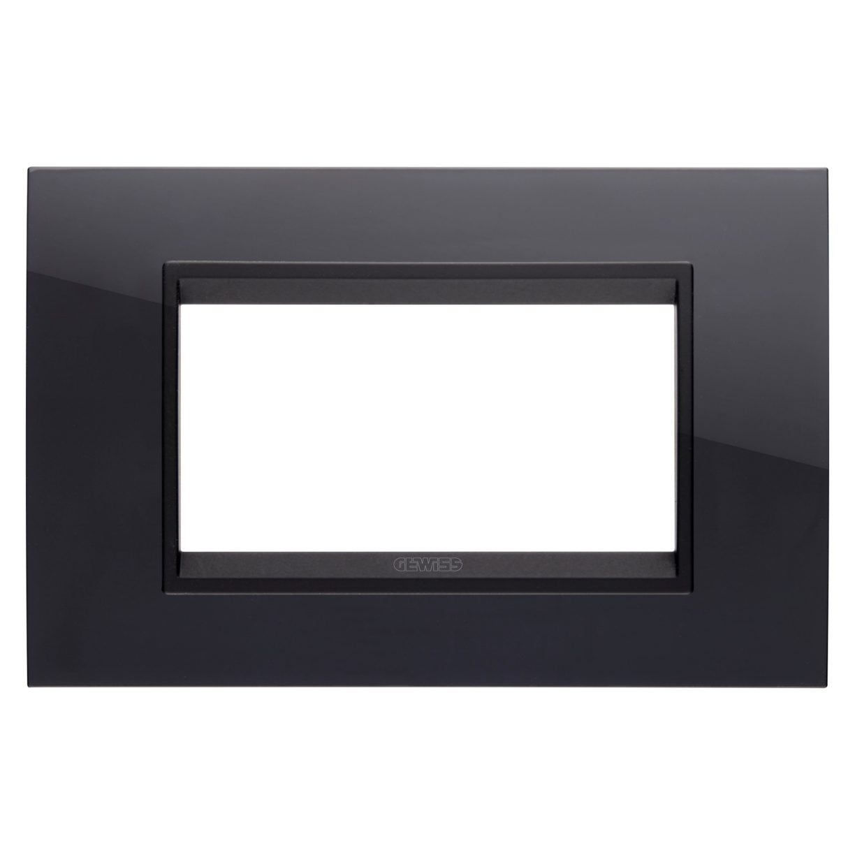 Gewiss GW16204YN Gewiss GW16204YN — Lux Plate - In Technopolymer - 4 Modules - Toner Black Lavy - Inner Frame Matt Black - Chorusmart