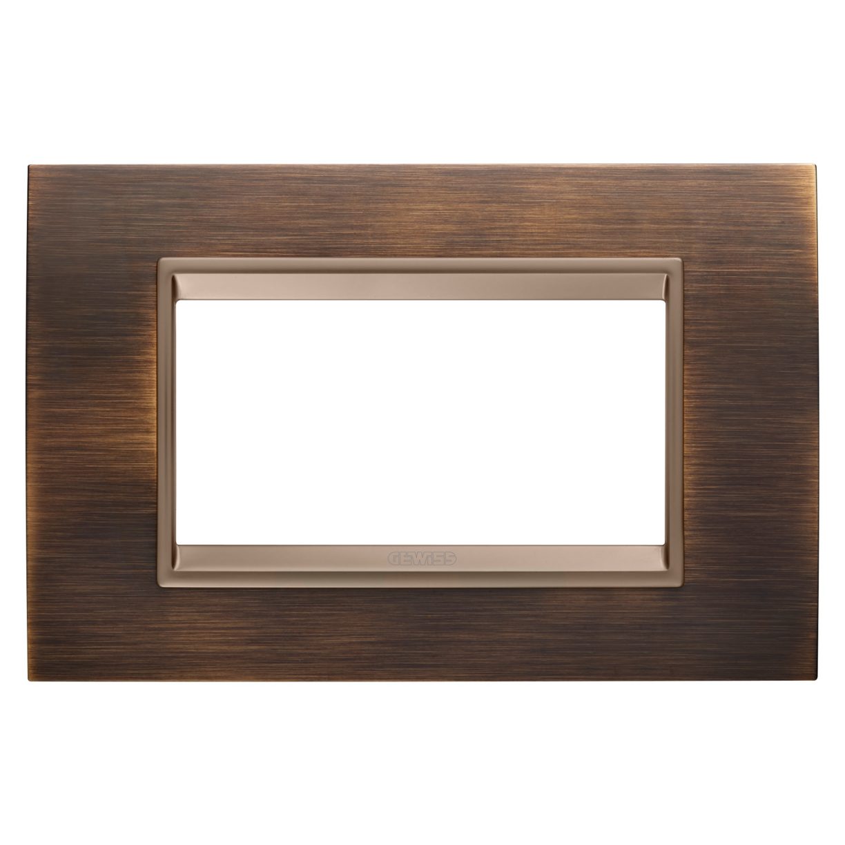Gewiss GW16204XQ Gewiss GW16204XQ — Lux Plate - In Metal - 4 Modules - Antique Brass - Inner Frame Matt Dark Bronze - Chorusmart