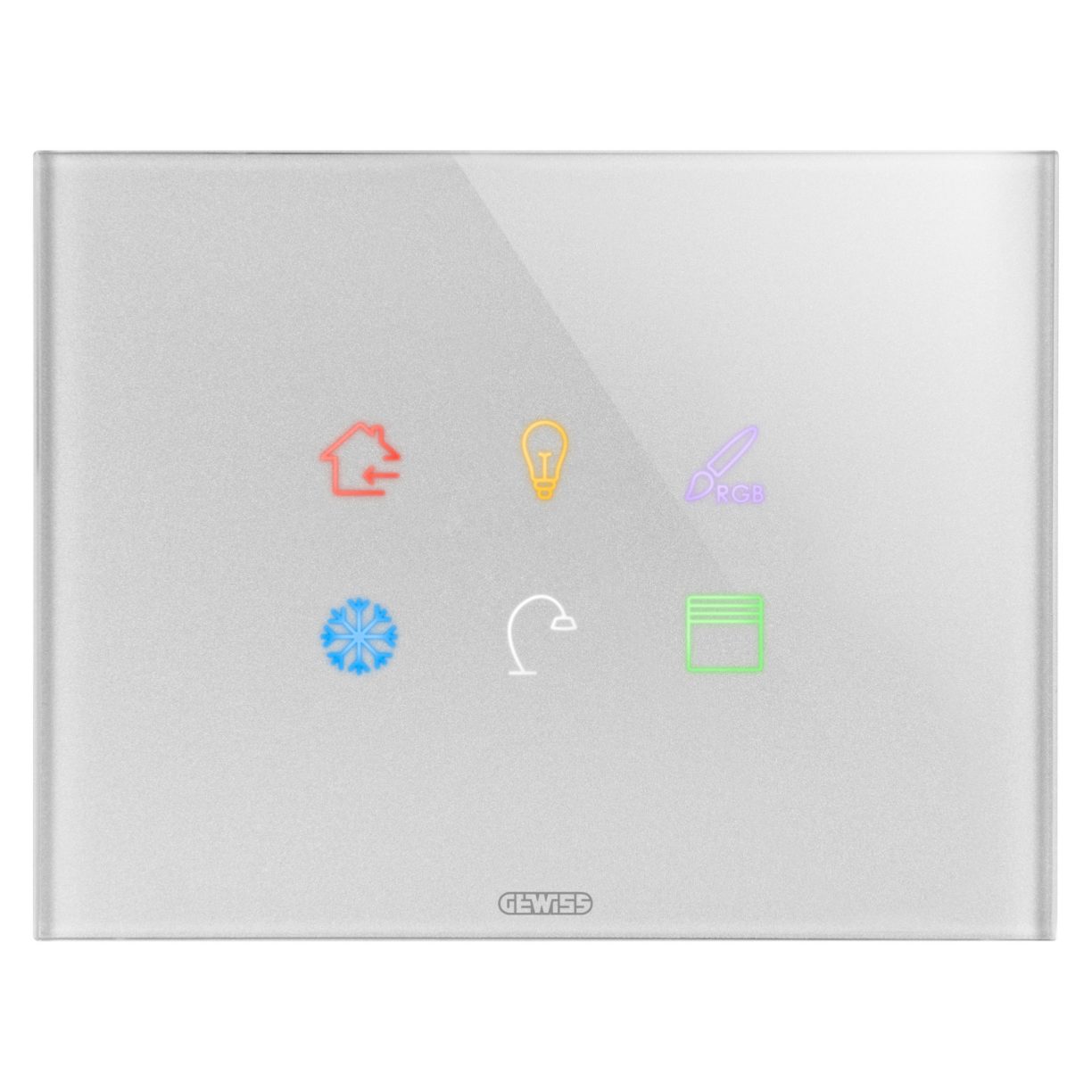 Gewiss GW16946CT Gewiss GW16946CT — Ice Touch Plate Knx - In Glass - 6 Touch Areas - Titanium - Chorusmart