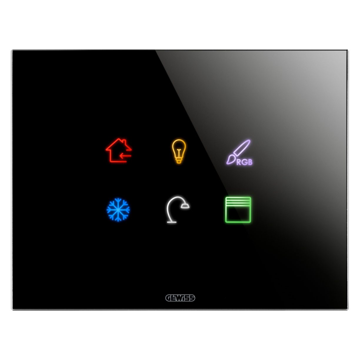 Gewiss GW16946CN Gewiss GW16946CN — Ice Touch Plate Knx - In Glass - 6 Touch Areas - Black - Chorusmart