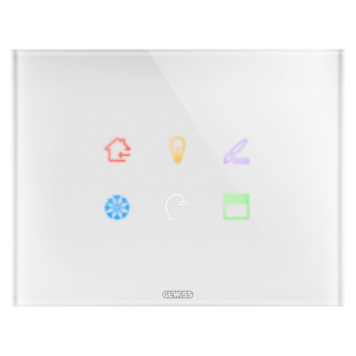Gewiss GW16946CB Gewiss GW16946CB — Ice Touch Plate Knx - In Glass - 6 Touch Areas - White - Chorusmart