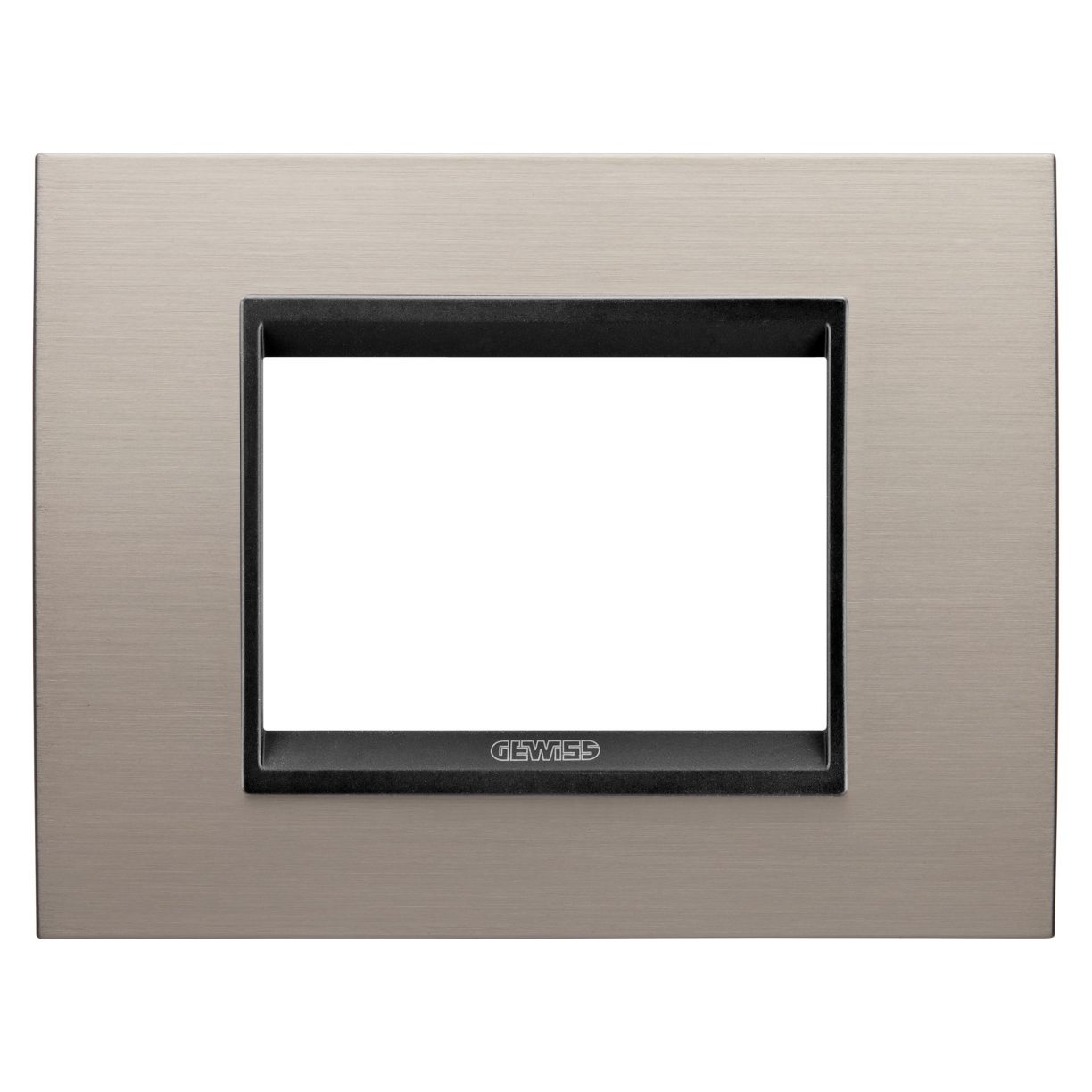 Gewiss GW16203WS Gewiss GW16203WS — Lux Plate - In Metal - 3 Modules - Brushed Aluminium Lavy - Inner Frame Matt Black - Chorusmart