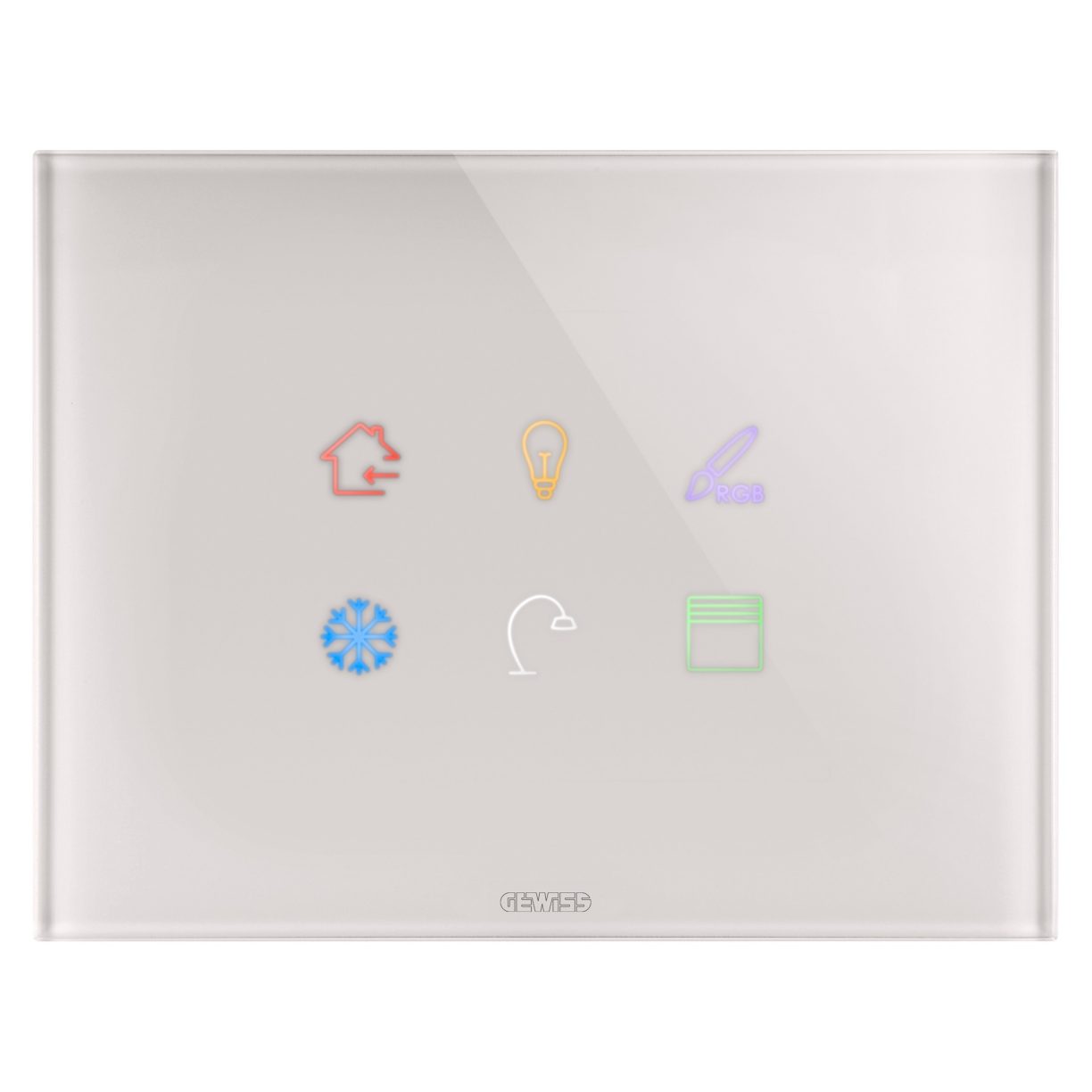 Gewiss GW16946CL Gewiss GW16946CL — Ice Touch Plate Knx - In Glass - 6 Touch Areas - Natural Beige - Chorusmart