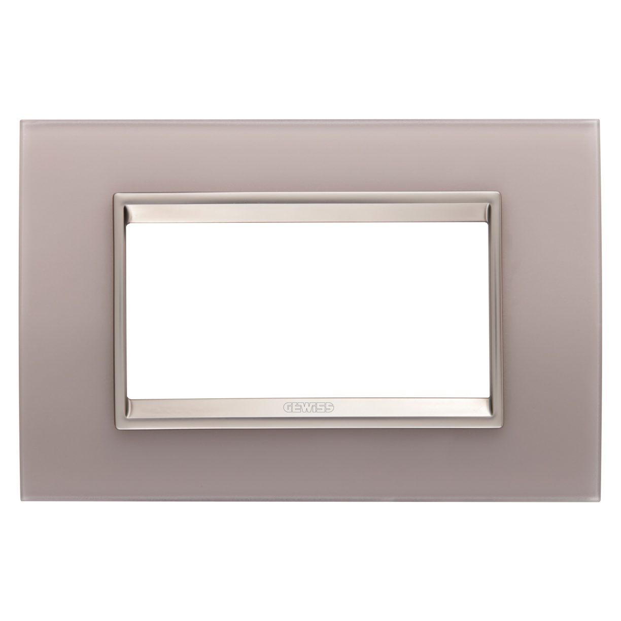 Gewiss GW16204GP Gewiss GW16204GP — Lux Plate - In Glass - 4 Modules - Pearly Gray - Inner Frame Matt Light Bronze - Chorusmart