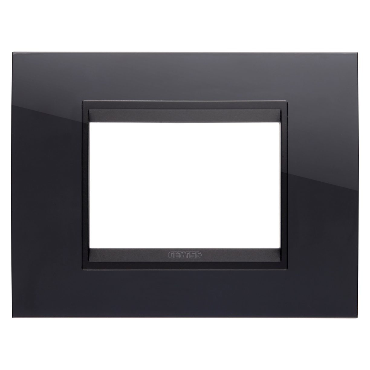 Gewiss GW16203YN Gewiss GW16203YN — Lux Plate - In Technopolymer - 3 Modules - Toner Black Lavy - Inner Frame Matt Black - Chorusmart