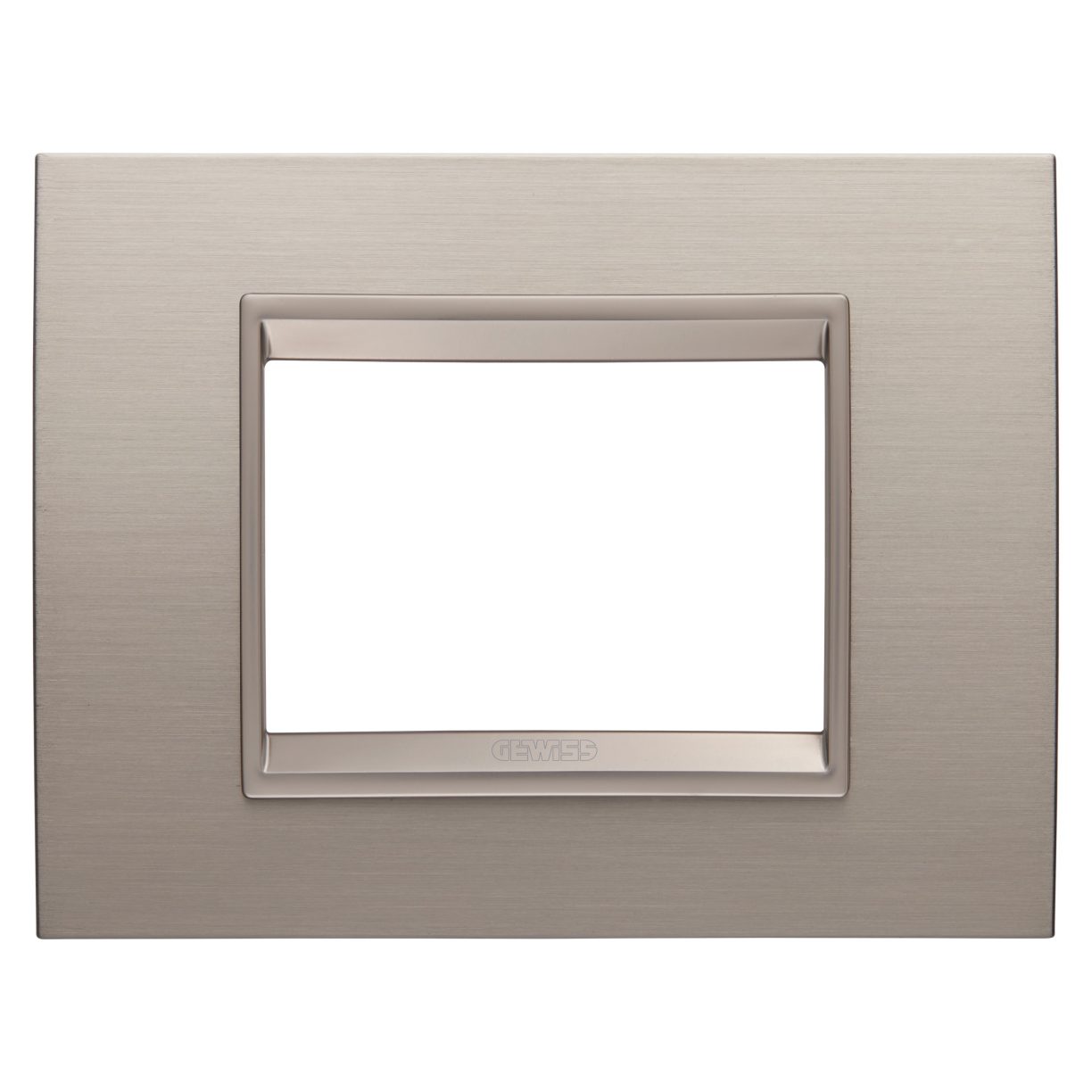 Gewiss GW16203XS Gewiss GW16203XS — Lux Plate - In Metal - 3 Modules - Brushed Aluminium - Inner Frame Matt Light Bronze - Chorusmart