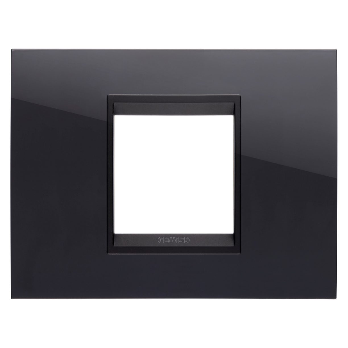 Gewiss GW16202YN Gewiss GW16202YN — Lux Plate - In Technopolymer - 2 Modules - Toner Black Lavy - Inner Frame Matt Black - Chorusmart