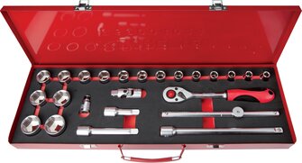 Gedore SCHL ST12 SETC1 Gedore SCHL ST12 SETC1 — Gedore red 1/2"-24-piece socket wrench set in a steel sheet box consisting of: Hexagon socket (SW10 of Gedore