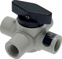 Landefeld KH 144 D PFA Landefeld KH 144 D PFA — 4-way ball valve, PFA, G 1/4", PN 10, throughway bore
