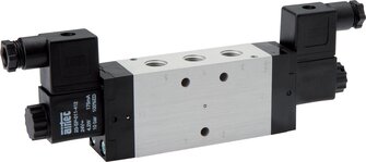 Airtec KM 10533HN 24X * Airtec KM 10533HN 24X * — 5/3-way solenoid valve, G 1/4", Centre position vented, 24 V DC, ATEX approval of Airtec (WEEE DE94696834)