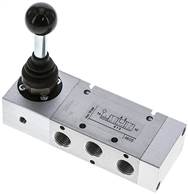 Landefeld XMV 2520 Landefeld XMV 2520 — 5/3-way hand lever valve, G 1/4", Centre position ventilated, detend
