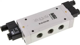 Airtec M 22533HN 24V= Airtec M 22533HN 24V= — 5/3-way solenoid valve, G 1/2", Centre position vented, 24 V DC of Airtec (WEEE DE94696834)