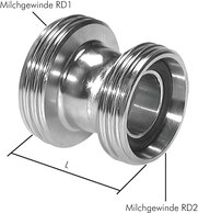 Landefeld DNMA 100/80 ES Landefeld DNMA 100/80 ES — Double nipple (dairy thread) Rd 130 x 1/4"-Rd 110 x 1/4"