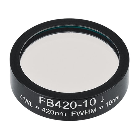 Thorlabs FB420-10 Thorlabs FB420-10 — Ø1" Bandpass Filter, CWL = 420 ± 2 nm, FWHM = 10 ± 2 nm