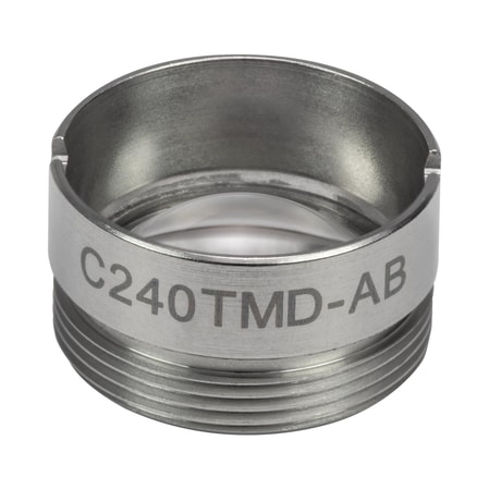 Thorlabs C240TMD-AB Thorlabs C240TMD-AB — f = 8.0 mm, numerical aperture = 0.50, WD = 3.8 mm, Mounted Aspheric Lens, ARC: 400 - 1100 nm