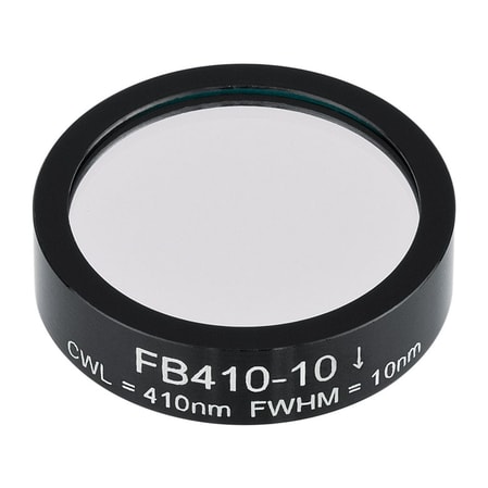 Thorlabs FB410-10 Thorlabs FB410-10 — Ø1" Bandpass Filter, CWL = 410 ± 2 nm, FWHM = 10 ± 2 nm