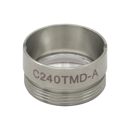 Thorlabs C240TMD-A Thorlabs C240TMD-A — f = 8.0 mm, numerical aperture = 0.50, WD = 3.8 mm, Mounted Aspheric Lens, ARC: 350 - 700 nm