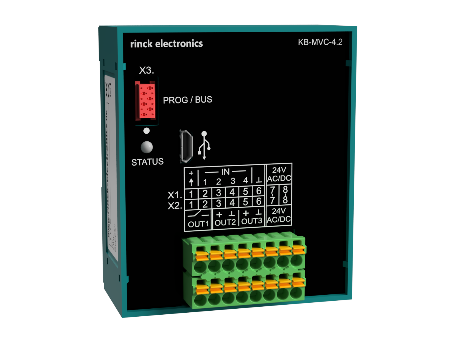 Rinck Electronic K385 Rinck Electronic K385 — Funktions-/Steuerbaustein, 4xEing., 2xAusg., 1xRelaisk., Anschl. für PM528